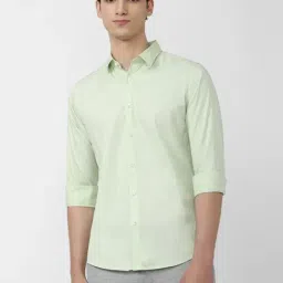 Peter England Casuals Light Green Cotton Regular Fit Shirt-image-62