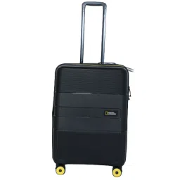 National Geographic Cavern Black Textured Hard Medium Trolley Bag - 26 Cms image 1