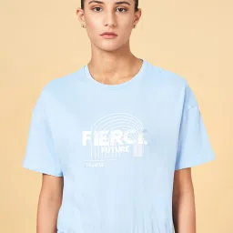 Ajile by Pantaloons Blue Cotton Printed Sports T-Shirt image 1