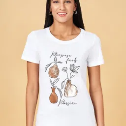 Honey by Pantaloons White Cotton Printed T-Shirt image 1