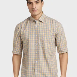 Colorplus Grey Cotton Tailored Fit Checks Shirt image 1