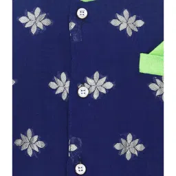 BownBee Kids Green Embroidered Kurta & Pajamas image 4