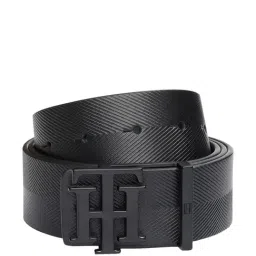 TOMMY HILFIGER Marais Black & Navy Leather Textured Casual Reversible Belt For Men-picture-26