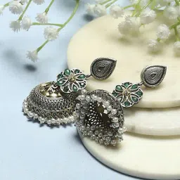 Biba Green Oxidised Casual Jhumka-image-95