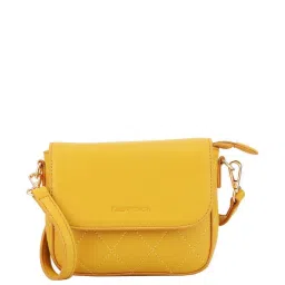 Fastrack Yellow Textured Medium Sling Handbag image 1
