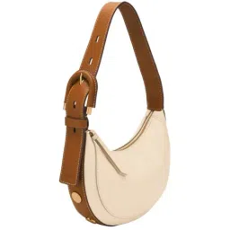 Fossil Harwell White Leather Solid Hobo Shoulder Handbag image 4