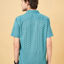 YU by Pantaloons Blue Regular Fit Self Pattern Shirt image 2