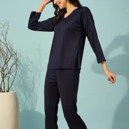 The Kaftan Company Blue Solid Pyjama Sets image 2