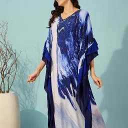 The Kaftan Company Blue Printed Kaftan image 2