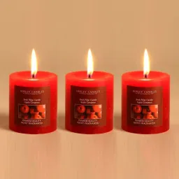 HOSLEY Red Wax Pillar Candle - Set of 3 image 1