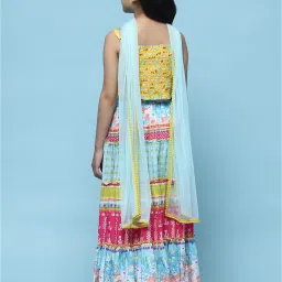 BIBA Girls Multicolor Floral Print Lehenga, Choli with Dupatta image 2