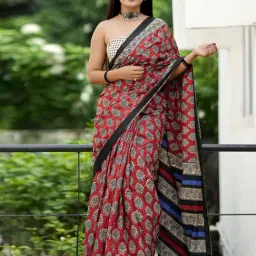 Saree Mall Maroon Printed Sarees With Unstitched Blouse-picture-13