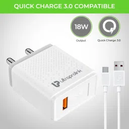 ULTRAPROLINK UM1110QC Boost QC USB Quick 18W Wall Charger with 1m Type C Cable (White) image 2