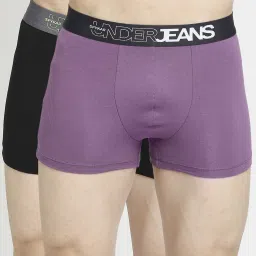 UnderJeans by Spykar Purple & Black Regular Fit Trunks - Pack Of 2 image 1