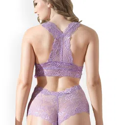 NIMRA FASHION Self Design Non-Wired Non-Padded Bra & Mid Rise Lingerie Set LS-06045-Lil image 2