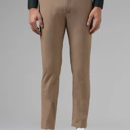 WES Formals by Westside Solid Dark Khaki Ultra Slim Fit Trousers image 1