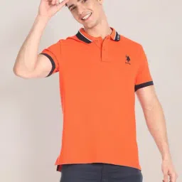 U.S. Polo Assn. Orange Cotton Slim Fit Polo T-Shirt-picture-42