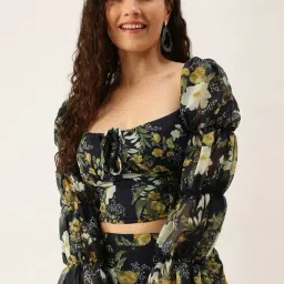Anvi Be Yourself Navy & Green Floral Print Crop Top-picture-39
