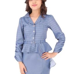 Cutecumber Kids Blue Striped Full Sleeves Dress-picture-35