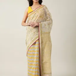 Jaypore White Cotton Silk Printed Saree-image-18