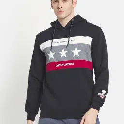 Octave Black Regular Fit Printed Hooded Sweatshirt-picture-11