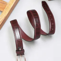 Louis Stitch Maroon Textured Leather Casual Belt for Men image 2