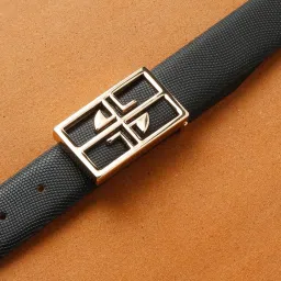 Louis Stitch Black Textured Leather Formal Belt for Men image 2