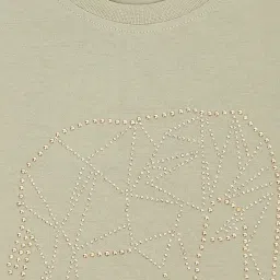 Cantabil Kids Green Cotton Embellished T-Shirt image 3