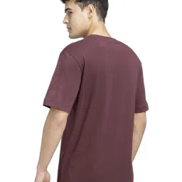 Adidas Maroon Cotton Regular Fit Logo Printed Sports T-Shirt image 2