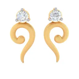 BIS Hallmarked 18k Yellow Gold Diamond Kalka-shape Stud Earrings for Women & Girls-image-92