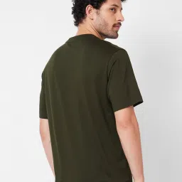 Spykar Green Comfort Fit Graphic Print Crew T-Shirt image 2