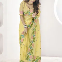 Satrani Yellow Silk Woven Saree With Unstitched Blouse image 2