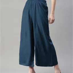 Kryptic Teal Flared Fit Mid Rise Pants image 1