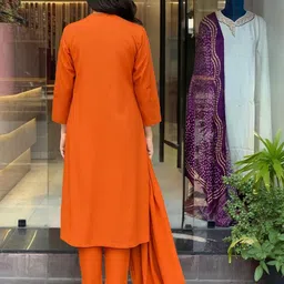 KALINI Women Embroidered Regular Kurta & Trousers With Dupatta image 5