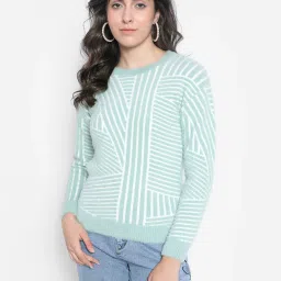 Crimsoune Club Green & White Striped Sweater image 1