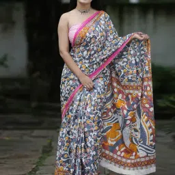 Saree Mall Grey Printed Sarees With Unstitched Blouse-picture-26