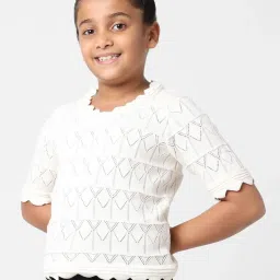 KIDS ONLY Kids Off-White Cotton Self Top image 3