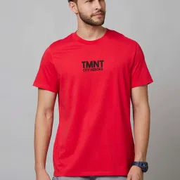 celio celio* Red Regular Fit Graphic Print Cotton Crew T-Shirt image 1