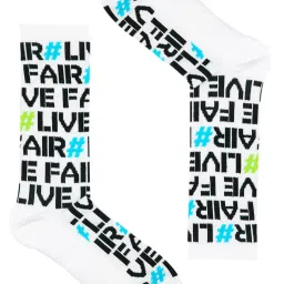 BALENZIA White Printed Crew Length/Calf Length Socks image 1