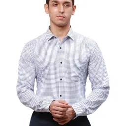 Park Avenue Blue Cotton Slim Fit Checks Shirt image 1