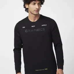 Spykar Black Slim Fit Printed Sweatshirt image 1