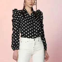 SELVIA Black & White Polka Dot Shirt-image-39