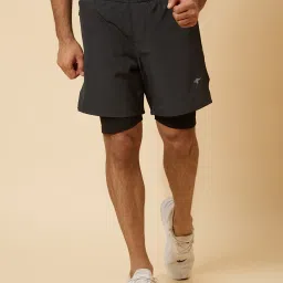 Globus Dark Grey Regular Fit Cotton Sports Shorts With Inner image 1