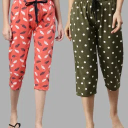 Kryptic Coral & Green Printed Capris - Pack of 2 image 1