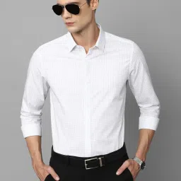 louis philippe Men White Super Slim Fit Check Full Sleeves Formal Shirt image 1