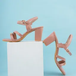 Scentra Women's SPAIN Peach Ankle Strap Sandals image 1