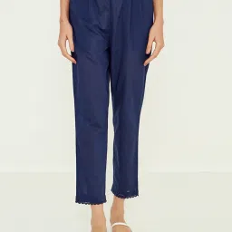 ANCESTRY Navy Regular Fit High Rise Pants image 1