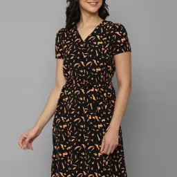 Allen Solly Black Printed A-Line Dress image 1