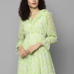 Allen Solly Green Printed A-Line Dress image 1