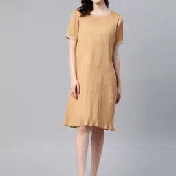 Cottinfab Beige A-Line Polyester Dress image 1